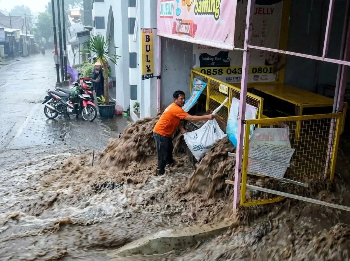 Hujan Deras Picu Banjir Luapan di Kota Batu, Sejumlah Jalan Tergenang